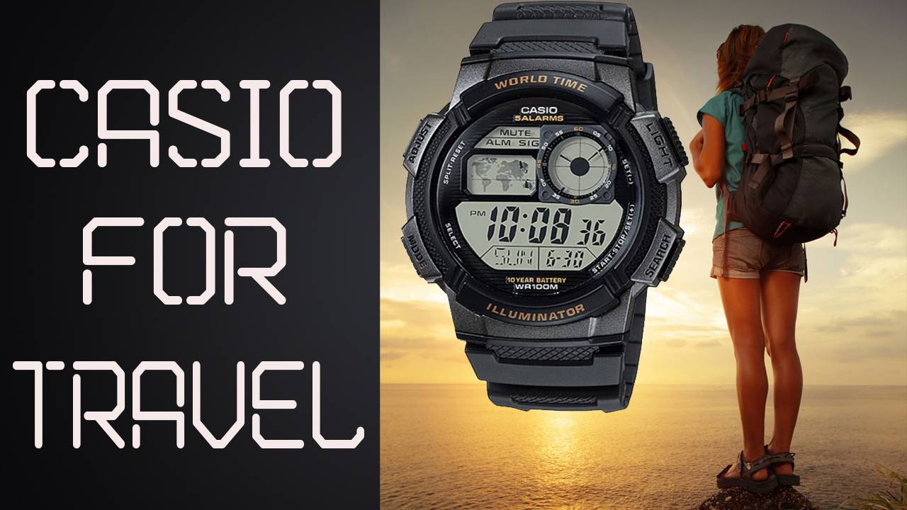 Часы Casio AE - 1000 W / World Time. Illuminator / Часы для туристов - путешественников