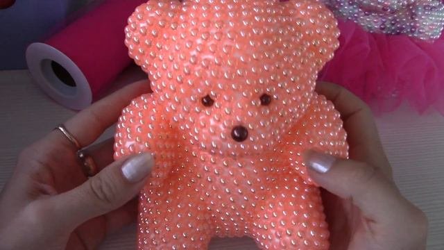 Мишка из полубусин  A bear made of half beads