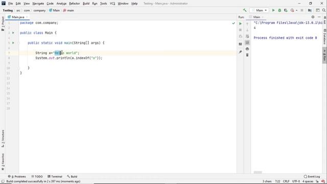 Find index of a character in string in Java-Java programming for beginners