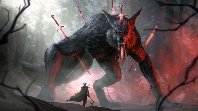 Фенрир Демоническое Существо в Образе Волка | Fenrir Huge Wolf Demon Monster - Живые Обои