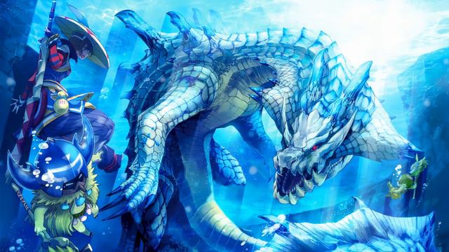 Синий Дракон под Водой | Monster Hunter Blue Dragon - Живые Обои