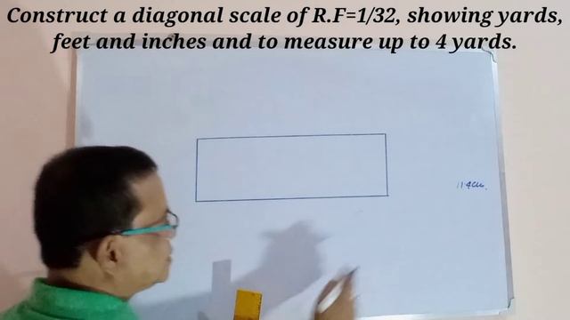 Construct a diagonal scale of R.F=1/32, showing yards, feet and inches and to measure up to 4 yards