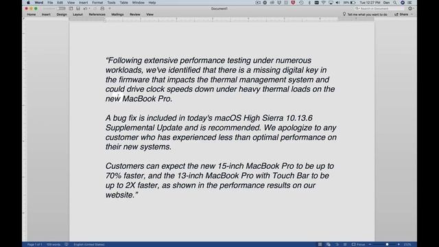 Apple releases 2018 MacBook Pro update to fix CPU thermal throttling bug