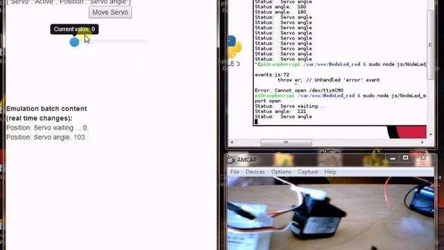 Moving servo with Raspberry Pi on Arduino with websockets (Test 1)