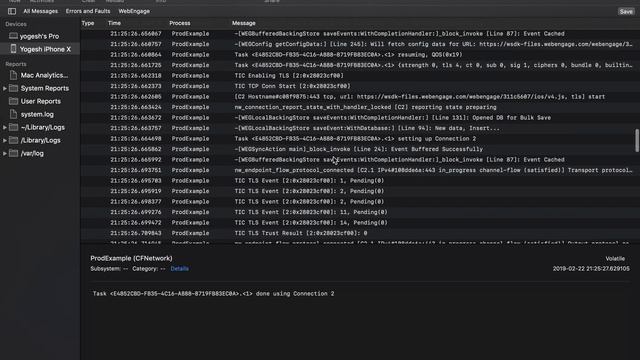 Demo of using Mac Console for reading logs from iOS apps