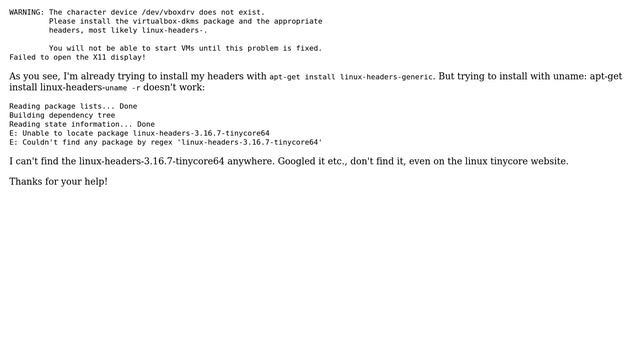 Virtualbox in a Ubuntu Docker Container is missing Kernel Headers