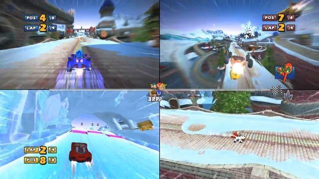 Sonic & Sega all Star Racing 3 player split screen madness