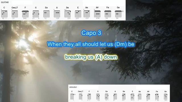 How Deep is Your Love by Bee Gees capo on fret 3 play along with scrolling guitar chords and lyrics