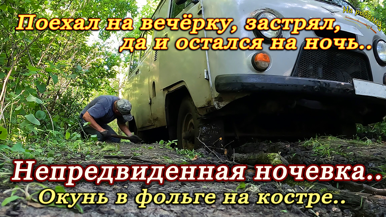 Поехал на вечёрку, застрял, да и остался на ночь..Окунь в фольге на костре..