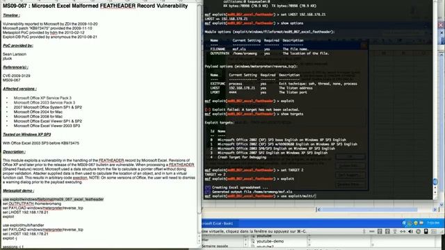 MS09-067 : Microsoft Excel Malformed FEATHEADER Record Vulnerability