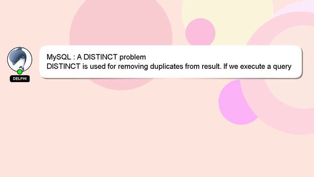 MySQL : A DISTINCT problem