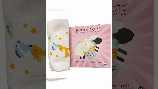 POLKA TOTS ORGANIC MUSLIN COTTON DEER  DESIGNED TWO LAYER  SUPERSOFT BLANKET- 110 x 110 CM [ White