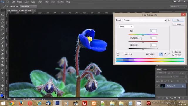 Changing Blue to Purple in Photoshop