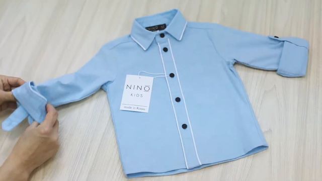 Рубашка голубая на мальчика длинный рукав NINO kids