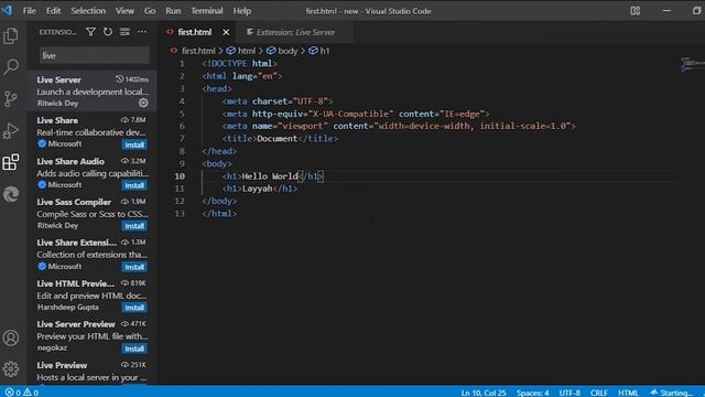 How to Run html code using Live Server in vs code| live Server installation