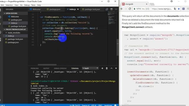Video 5: Find với npm mongodb