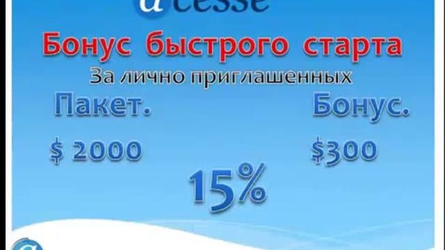 Acesse Marketing,  Конпенсационный план ,рекламный ролик 10 мин
