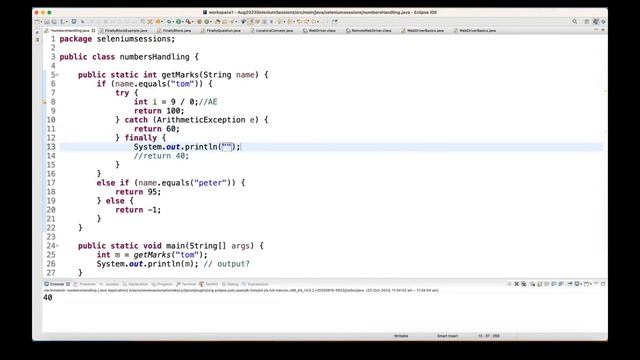 Quiz #4 - JAVA Try Catch Finally Block with Return