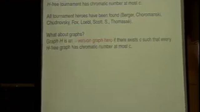 Paul Seymour (Princeton Uni.) /Graphs, Tournaments, Colouring And Containment / 2012-12-13