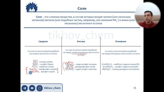5.5.1. Соли. Классификация. ЕГЭ по химии