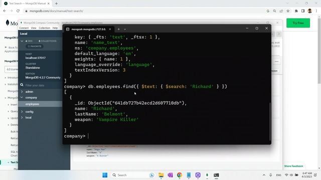 DBA certification trainning (c100dba): Using Fulltext search with MongoDB