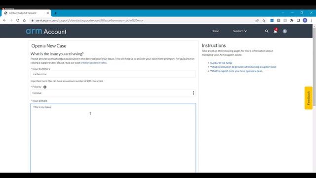 Arm Training - Creating a support case