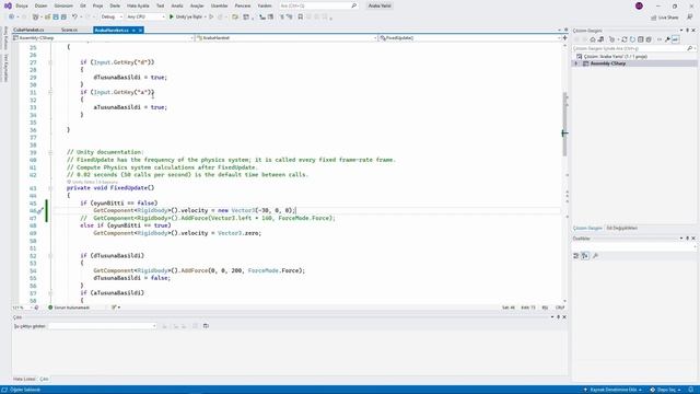 Unity Dersleri : Unity AddForce vs Velocity | Rigidbody AddForce | Velocity Movement #unitydersleri