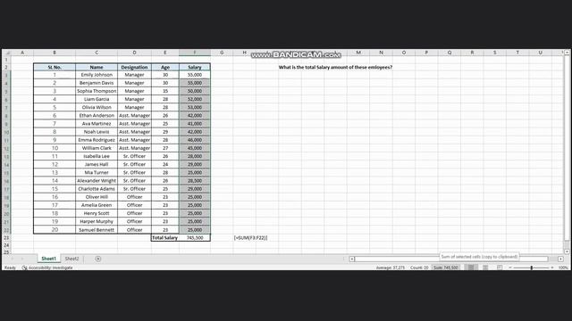 How to use the Sum function in Microsoft Excel