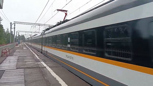 Новейший Электропоезд ЭП2ДМ-0217 Проезжает платформу Дачная