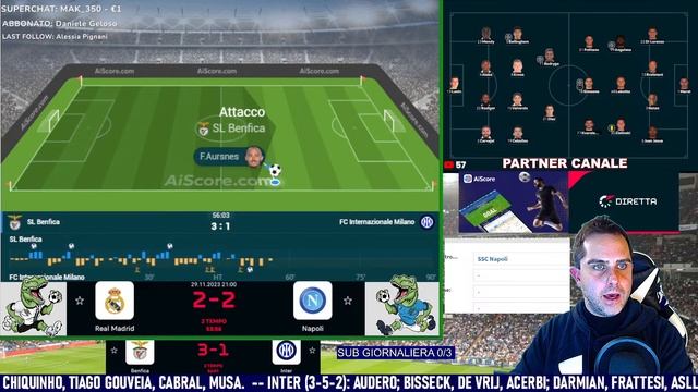 REAL MADRID NAPOLI 4-2 e BENFICA INTER 3 -3 | Una sconfitta e un pareggio per le Italiane