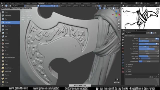 Axe - Detailed Game Objects - P8 -  Sculpting the Runes