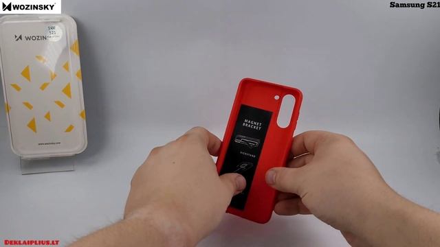 Wozinsky kickstand case red color Samsung S21 dėklas-case-чехол