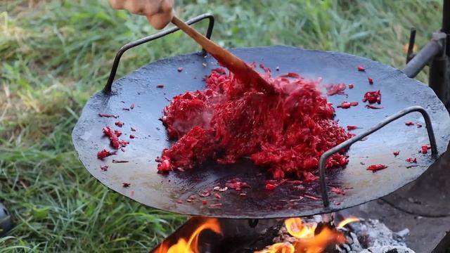 I cooked Ukrainian Borsch in the village. Dish of UNESCO List