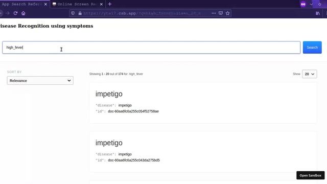 Elasticsearch project | React project with Elasticsearch | Disease recognition by symptoms|