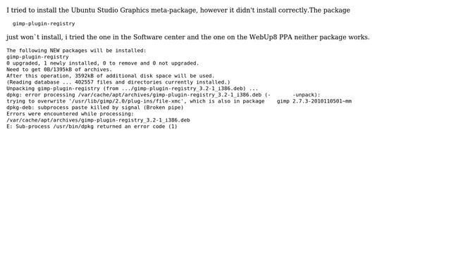 Ubuntu: Can't install gimp-plugin-registry