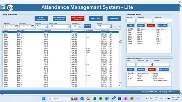 Attendance Management System - Lite in Excel VBA
