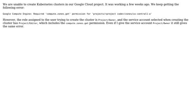 DevOps & SysAdmins: Unable to create Kubernetes cluster in Google Container Engine