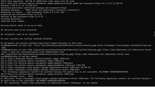 installation of kubernetes and it's packages in VM
