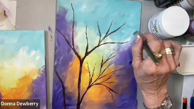 Learn to Paint One Stroke - Practice Strokes - Fall Trees with Dimension Donna Dewberry 2022