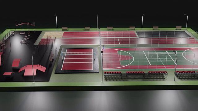 3Д модель школьной спортплощадки
