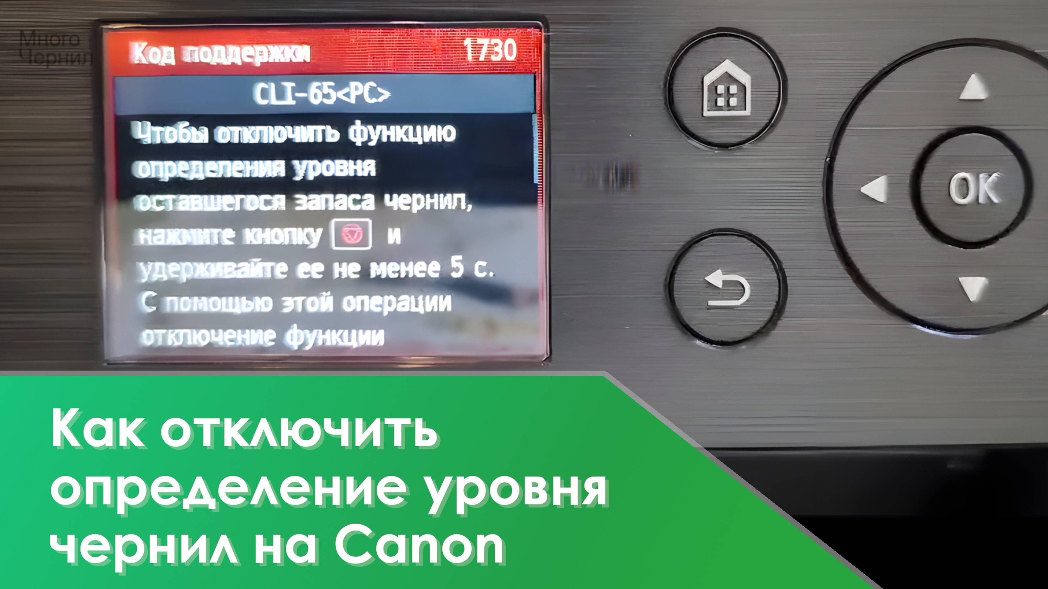 Как отключить функцию определения уровня чернил на Canon