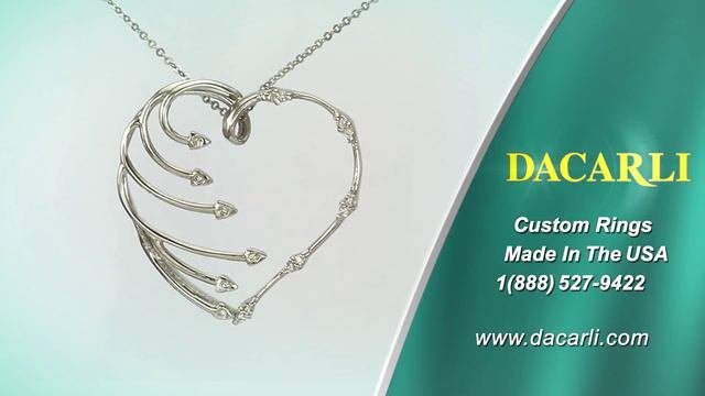 Large Cupid Diamond Heart Pendant 14K