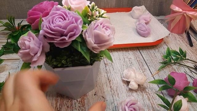 Сборка недорогого букета из предыдущей заливки роз. Мыловарение для начинающих