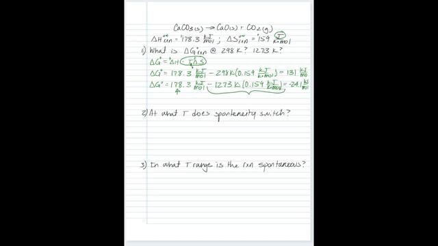 Delta G Temperature Dependence Calculations