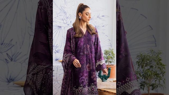 Nureh gardenia - unstitched slub linen with chiffon dupatta collection 2023