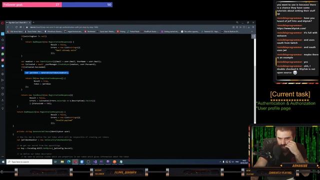 LiveStream  C# Blazor App development Setting up Authorization and Authentication with JWT