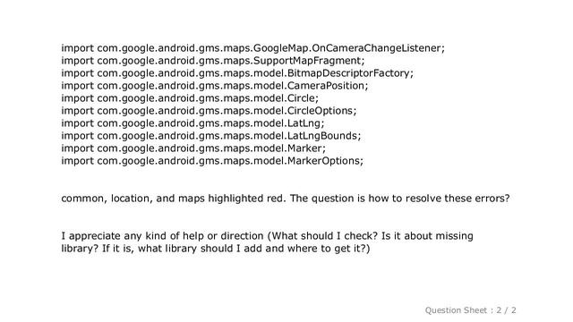 Android : Error package `com.google.android.gms...` doesn't exist