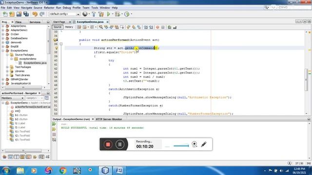 Write a program that creates a user interface to perform integer divisions