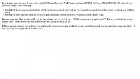 Ubuntu: NVIDIA CUDA Toolkit for GeForce 8800 GTS