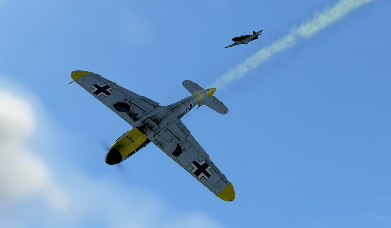 Як-7Б против , против Bf 109 F-2. Всего одна очередь по кабине.
